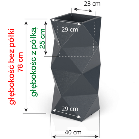 Asti 78 cm vysoký moderní květináč bez police, modrý